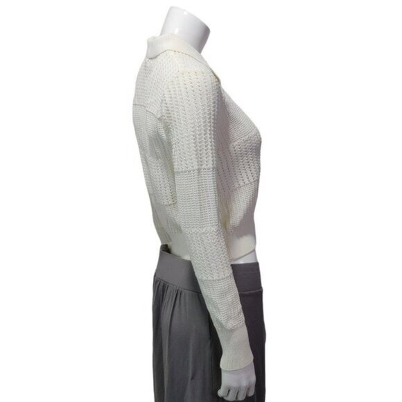 FRAME Shrunken Crochet Cardigan Ivory / Off White Women's Size Small - Picture 7 of 13